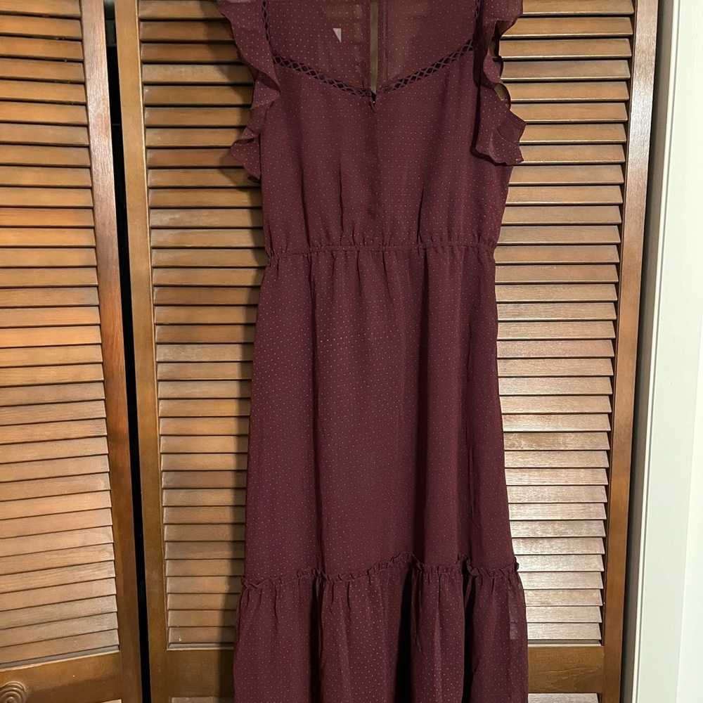 BB Dakota Red Ruffled Ruched Midi Sundress - Picture 3 of 3